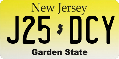 NJ license plate J25DCY