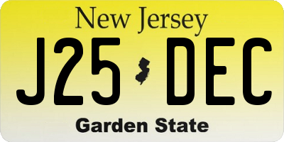 NJ license plate J25DEC