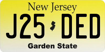 NJ license plate J25DED