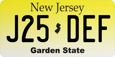 NJ license plate J25DEF