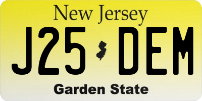 NJ license plate J25DEM