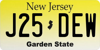 NJ license plate J25DEW