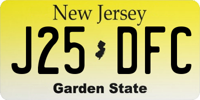 NJ license plate J25DFC