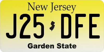 NJ license plate J25DFE