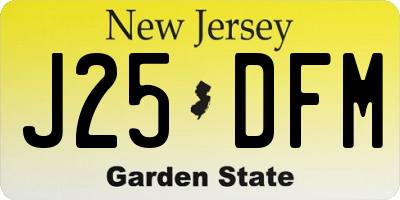 NJ license plate J25DFM