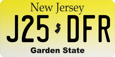 NJ license plate J25DFR