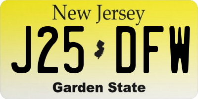 NJ license plate J25DFW