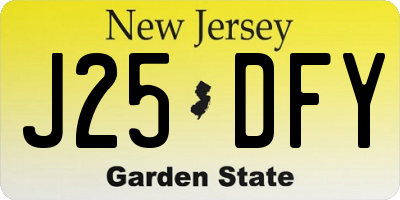 NJ license plate J25DFY