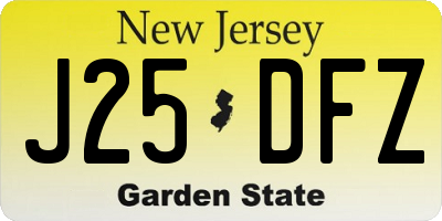 NJ license plate J25DFZ