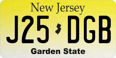 NJ license plate J25DGB