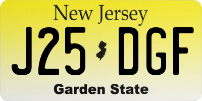 NJ license plate J25DGF