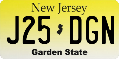 NJ license plate J25DGN