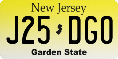 NJ license plate J25DGO
