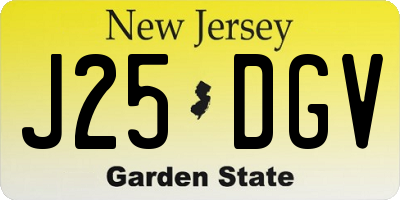 NJ license plate J25DGV