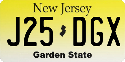 NJ license plate J25DGX