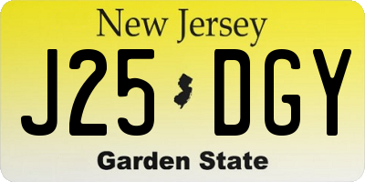 NJ license plate J25DGY
