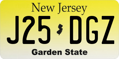 NJ license plate J25DGZ