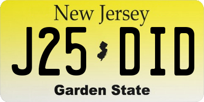 NJ license plate J25DID
