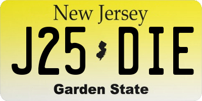NJ license plate J25DIE