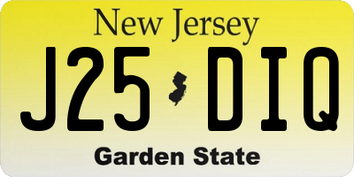 NJ license plate J25DIQ