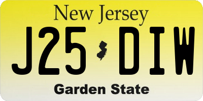 NJ license plate J25DIW