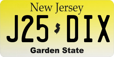 NJ license plate J25DIX
