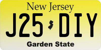 NJ license plate J25DIY