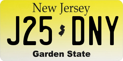 NJ license plate J25DNY