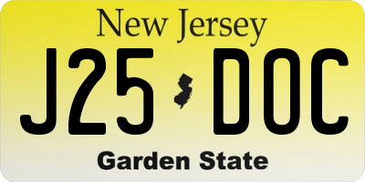 NJ license plate J25DOC