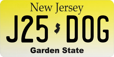 NJ license plate J25DOG