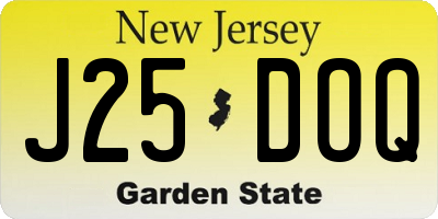 NJ license plate J25DOQ
