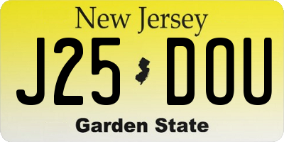 NJ license plate J25DOU