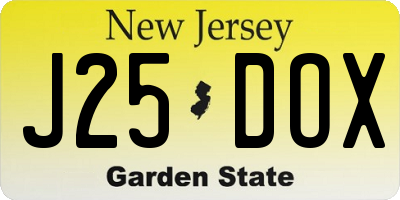 NJ license plate J25DOX