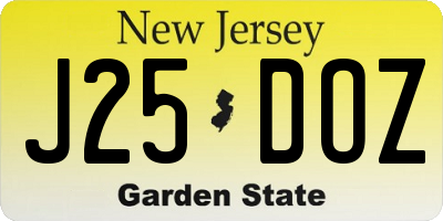 NJ license plate J25DOZ