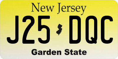 NJ license plate J25DQC
