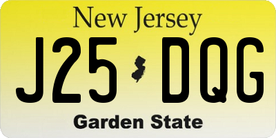 NJ license plate J25DQG