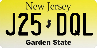 NJ license plate J25DQL