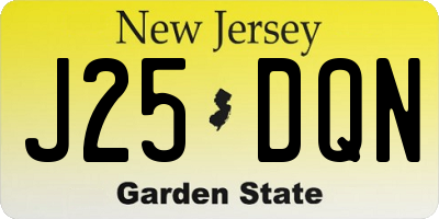NJ license plate J25DQN