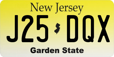 NJ license plate J25DQX