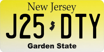 NJ license plate J25DTY