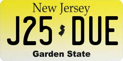 NJ license plate J25DUE