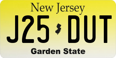 NJ license plate J25DUT