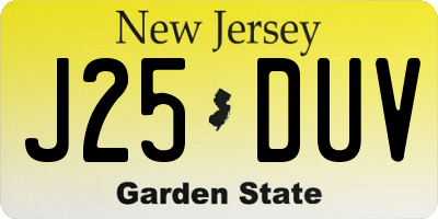 NJ license plate J25DUV