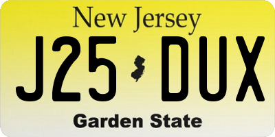 NJ license plate J25DUX