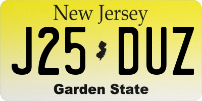 NJ license plate J25DUZ