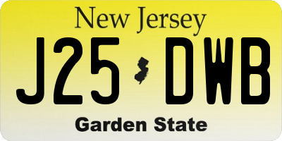 NJ license plate J25DWB