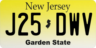 NJ license plate J25DWV