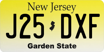 NJ license plate J25DXF