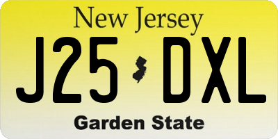 NJ license plate J25DXL