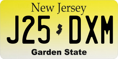 NJ license plate J25DXM